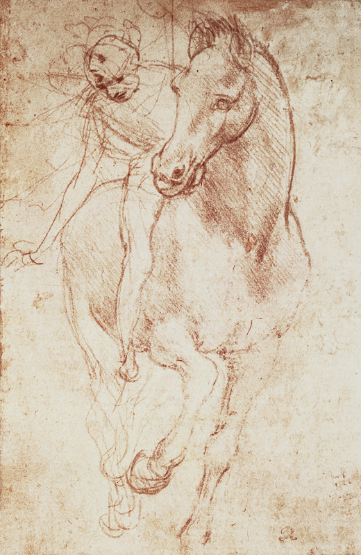 Cavallo e Cavaliere (silverpoint) a Leonardo da Vinci