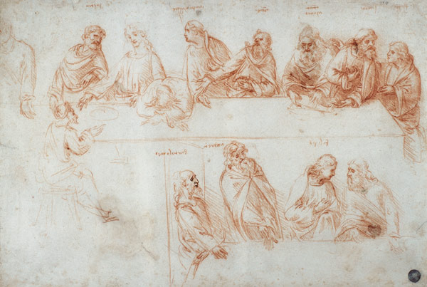 Disegno preparatorio per l'Ultima Cena   a Leonardo da Vinci