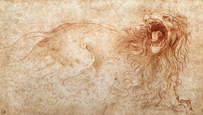 Bozza di leone ruggente a Leonardo da Vinci