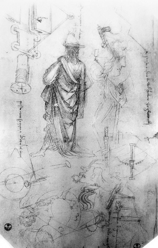 Studies (pen and ink on paper) a Leonardo da Vinci