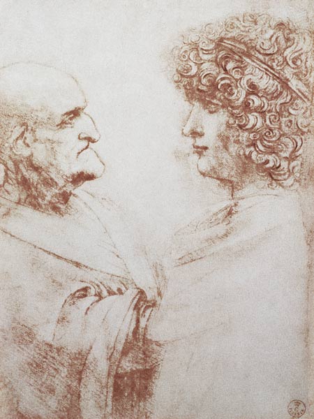 Two Heads in Profile a Leonardo da Vinci