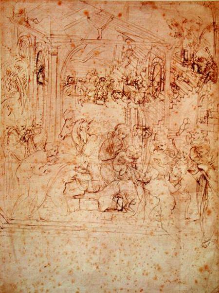 Compositional sketch for The Adoration of the Magi a Leonardo da Vinci