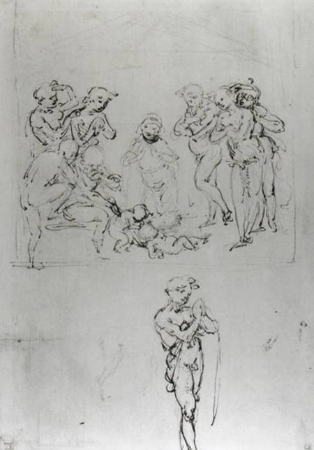 Study for the Adoration of the Shepherds (pen & ink and metal point on paper) a Leonardo da Vinci
