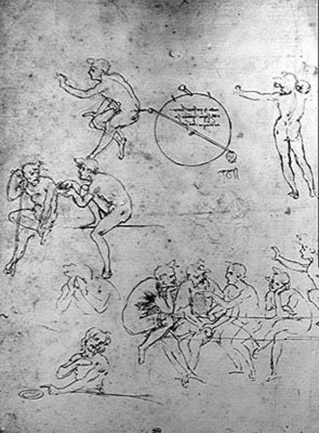 Study of figures for 'The Adoration of the Magi' a Leonardo da Vinci