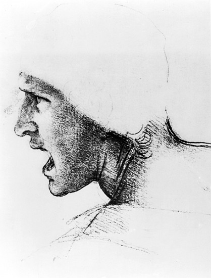 Study for the head of a soldier in ''The Battle of Anghiari'', c.1504-05 a Leonardo da Vinci