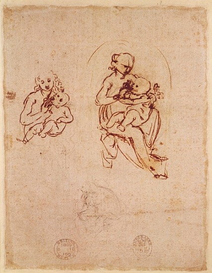 Study for the Virgin and Child, c.1478-1480 (ink and pencil on paper) a Leonardo da Vinci