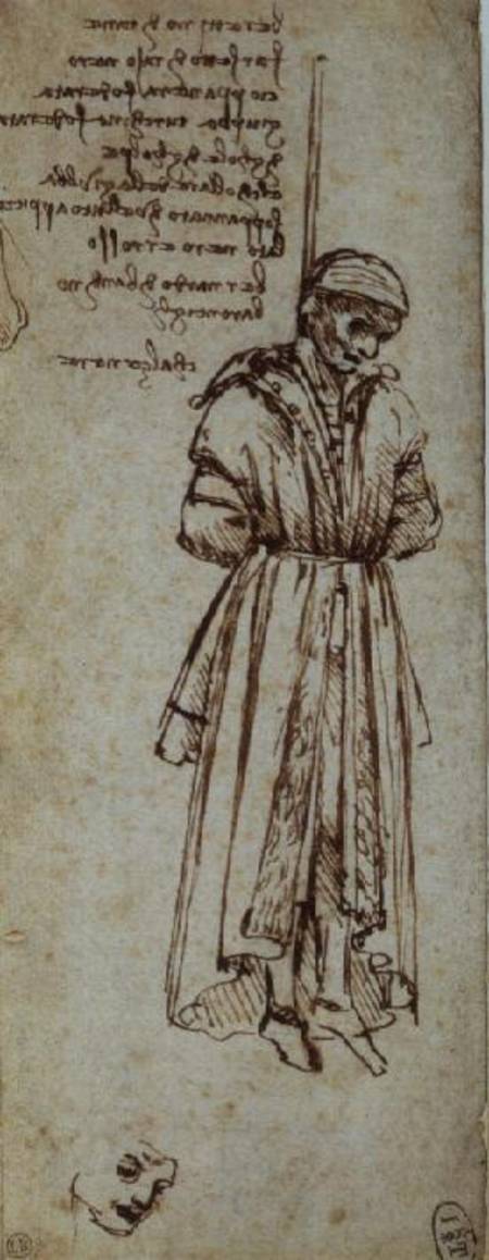 Study of a Hanged Man: Bernardo Baroncelli, assassin of Giuliano de Medici a Leonardo da Vinci