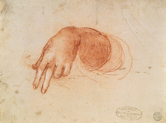 Study of a hand a Leonardo da Vinci