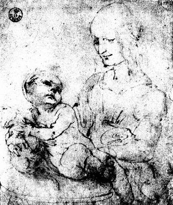 Study of a Madonna and Child (pen & ink) a Leonardo da Vinci