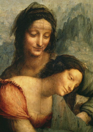 The Virgin and Child with St. Anne, detail of the Virgin and St. Anne a Leonardo da Vinci