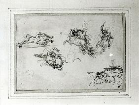 Study of Horsemen in Combat, 1503-4 (pen and ink on paper)