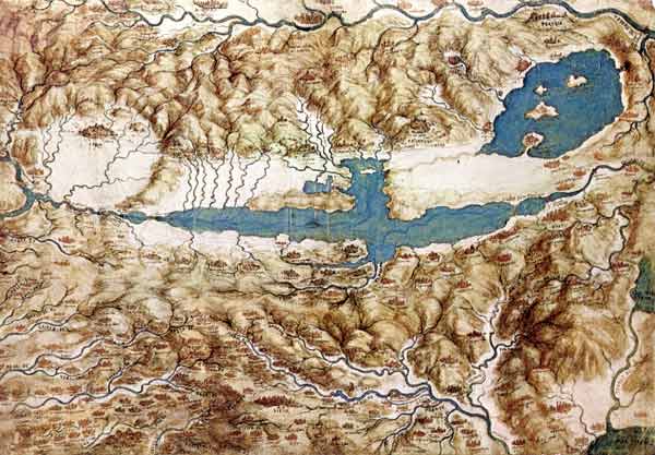 Topographic View of the Countryside around the Plain of Arezzo and the Val di Chiana a Leonardo da Vinci