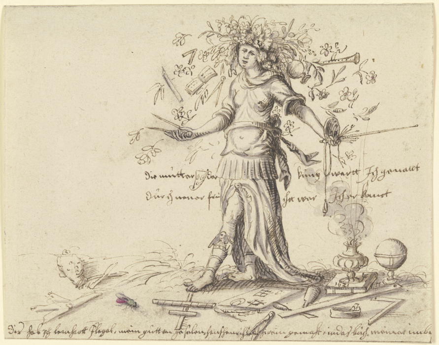Allegorische Frauengestalt mit einem Blumenkranz im Haar a Leonhardt Flegel