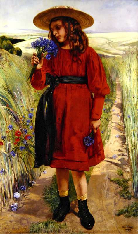 Spring or, Young Girl with Cornflowers (oil on canvas)  a Leon Henri Marie Frederic