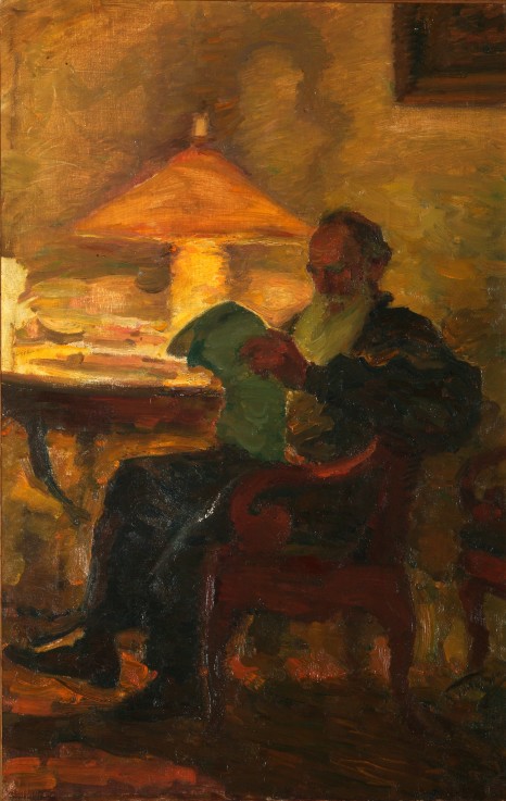 Leo Tolstoy with a newspaper a Leonid Ossipowitsch Pasternak