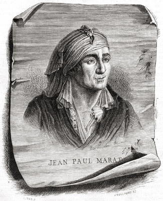 Portrait of Jean Paul Marat (1743-93) engraved by Jean Baptiste Amedee Guillaume (1822-93) (engravin a Leopold Mar