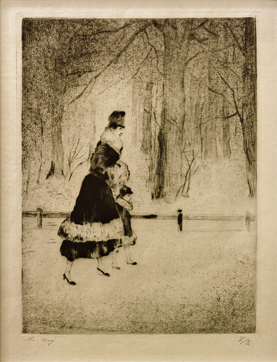 Dame mit Kind im Tiergarten a Lesser Ury