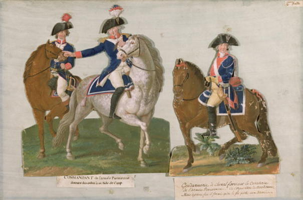 Army Commander and an Officer of the Mounted Police (gouache on card) a Lesueur Brothers