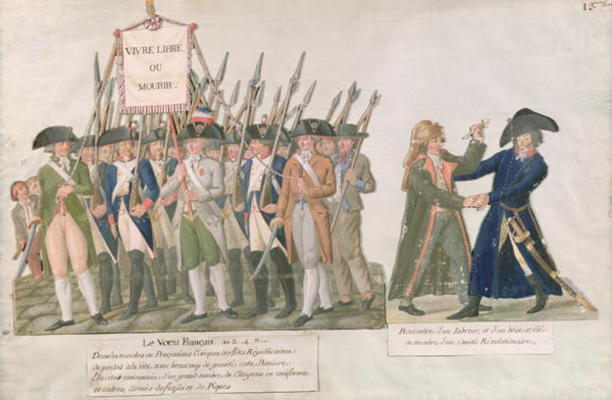 The French Vow 'Long Live Freedom or Die'; the Meeting of a Swordsman and a Member of the Revolution a Lesueur Brothers