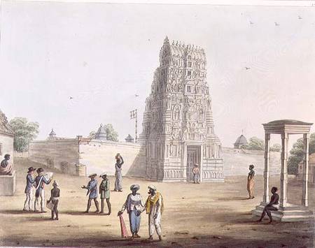 A Pagoda at Strupermador, plate 23 from 'Pictorial Scenery in the Kingdom of Mysore', engraved by H. a Lieutenant James Hunter