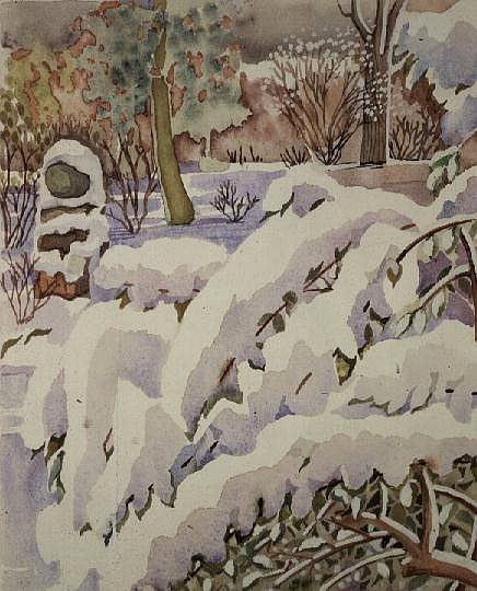 Front Garden under Heavy Snow a Lillian  Delevoryas