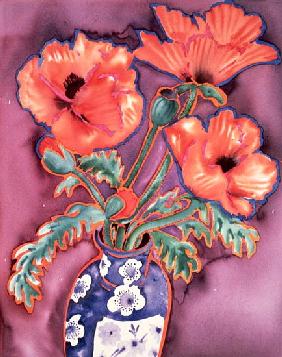 Poppies in Chinese Vase (watercolour)
