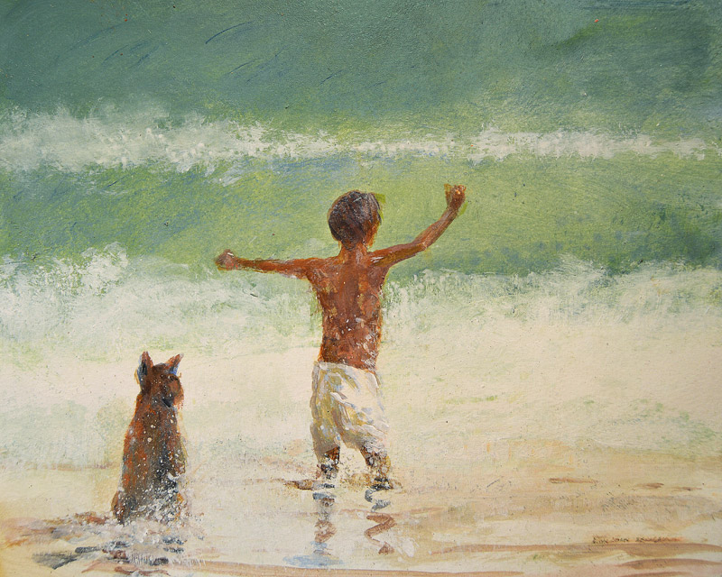 Boy and Lifeguard (Dog) a Lincoln  Seligman