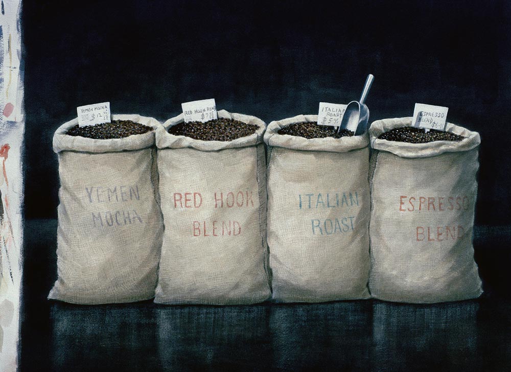 Coffee Sacks, 1990 (w/c on paper)  a Lincoln  Seligman