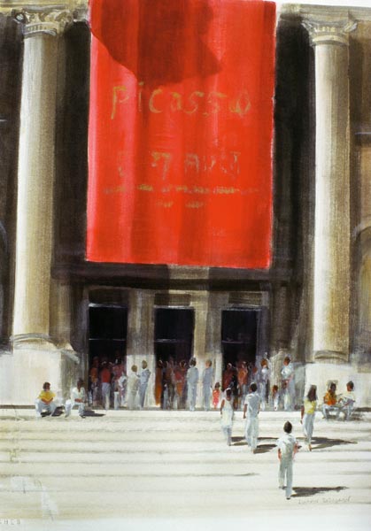 Entrance to the Metropolitan Museum, New York City, 1990 (w/c on paper)  a Lincoln  Seligman