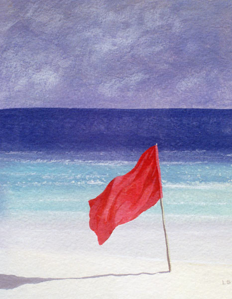 Beach Flag - Storm Warning, 1985 (acrylic on paper)  a Lincoln  Seligman