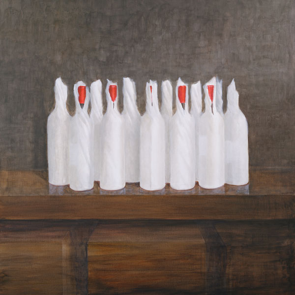 Bottles in paper, 2005 (acrylic on canvas)  a Lincoln  Seligman