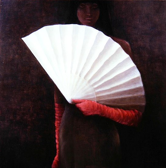 Girl with White Fan (oil on canvas)  a Lincoln  Seligman