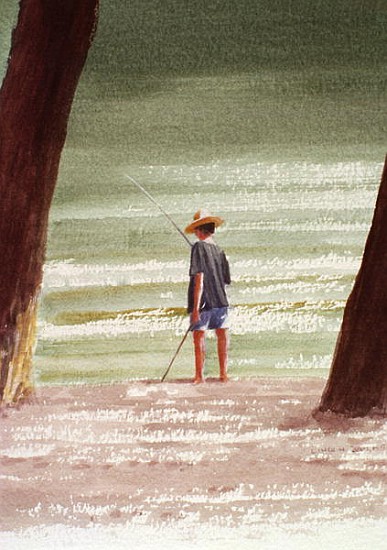 Henry Fishing, 1990 (acrylic on paper)  a Lincoln  Seligman