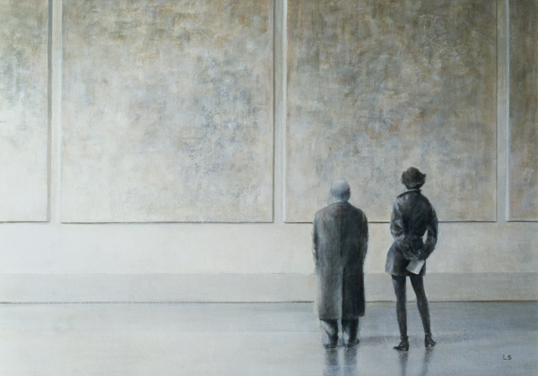 Man and Woman in an Art Gallery  a Lincoln  Seligman