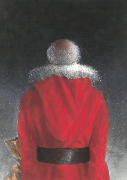 man in red coat back view a Lincoln  Seligman