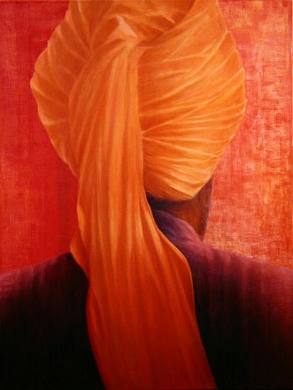 Orange Turban on Red (oil on canvas)  a Lincoln  Seligman