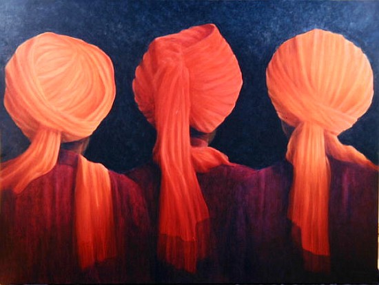 Turban Triptych, 2005 (acrylic)  a Lincoln  Seligman