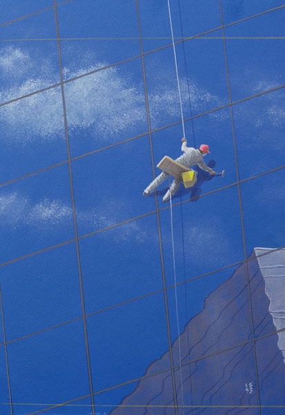 Window Cleaner, 1990 (acrylic on paper)  a Lincoln  Seligman