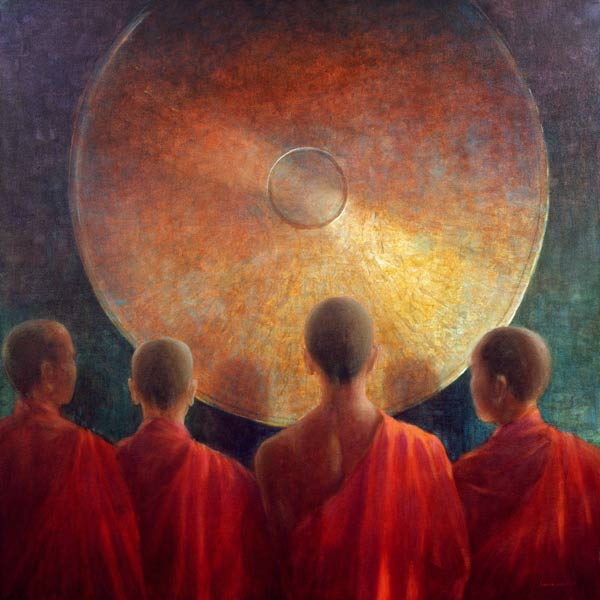 Young Monks with Gong (oil on canvas)  a Lincoln  Seligman