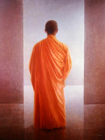 Young Monk, back view, Vietnam (oil on canvas)  a Lincoln  Seligman