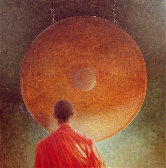 Young Monk with Gong (oil on canvas)  a Lincoln  Seligman