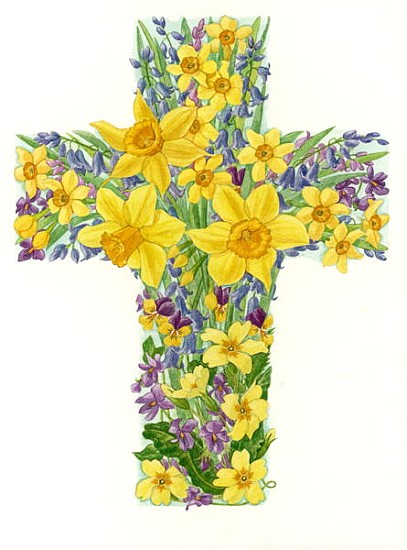 Floral Cross I, 1998 (w/c on paper)  a Linda  Benton
