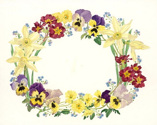 Spring Flower Oval, 1995 (w/c on paper)  a Linda  Benton