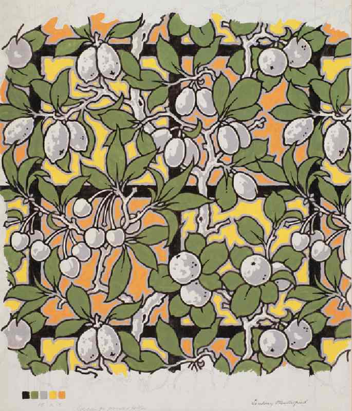 Mixed Fruit on Trellis, design for printed cotton, 20th century a Lindsay P. Butterfield
