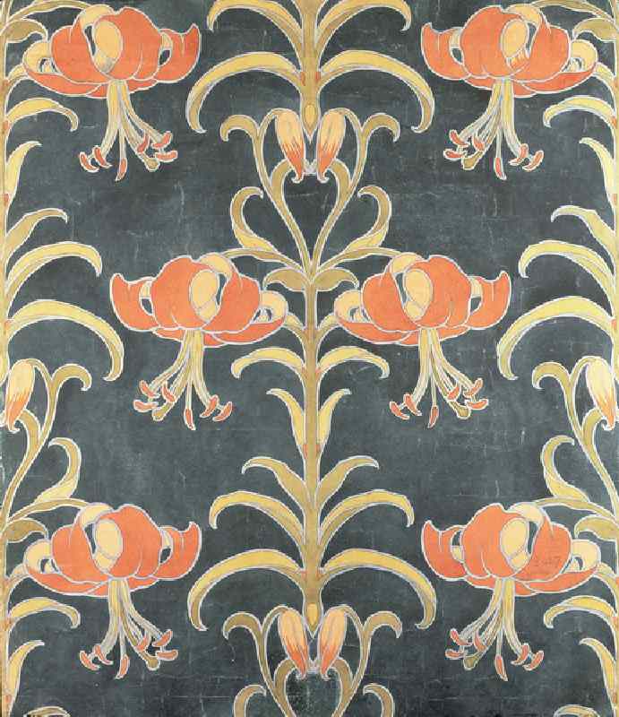 Tiger Lily, design for a printed textile, 1896 by L.P.Butterfield (1869-1948) a Lindsay P. Butterfield
