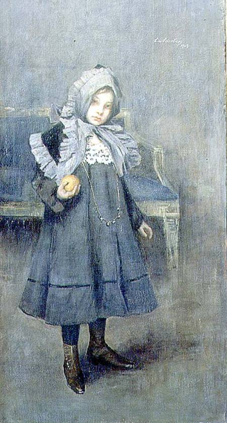 Girl in a Grey Bonnet a Lino Selvatico