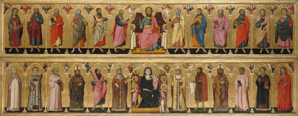 Thronender Christus mit den 12 Aposteln und Engeln a Lippo Memmi