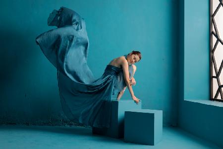 Ballerina with Bluish wardrobe
