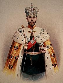 Portrait of the Tsar Nikolai II. a Lithographie