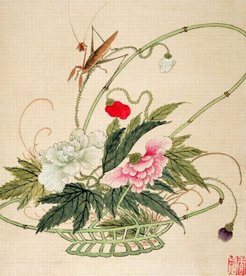 One of a series of paintings of flowers and insects, late 19th century (w/c on paper) a Liu Hua